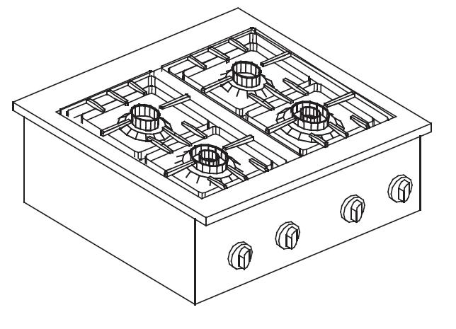 CUISINIÈRE À GAZ 4 BR. 18KW COMBISTEEL 7266.0015