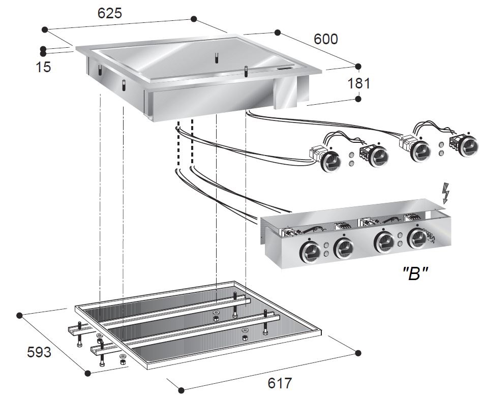 PLAQUES GRILL ÉL. LISSE 400V COMBISTEEL 7266.0050