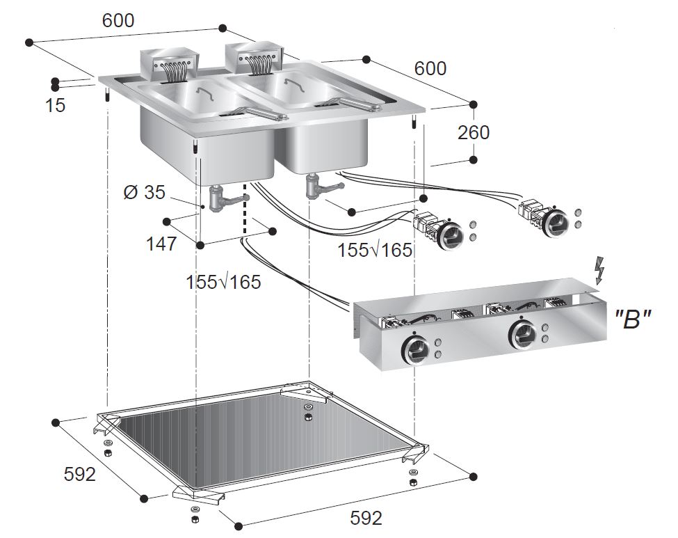FRITEUSE ÉL. 2X10 L COMBISTEEL 7266.0080