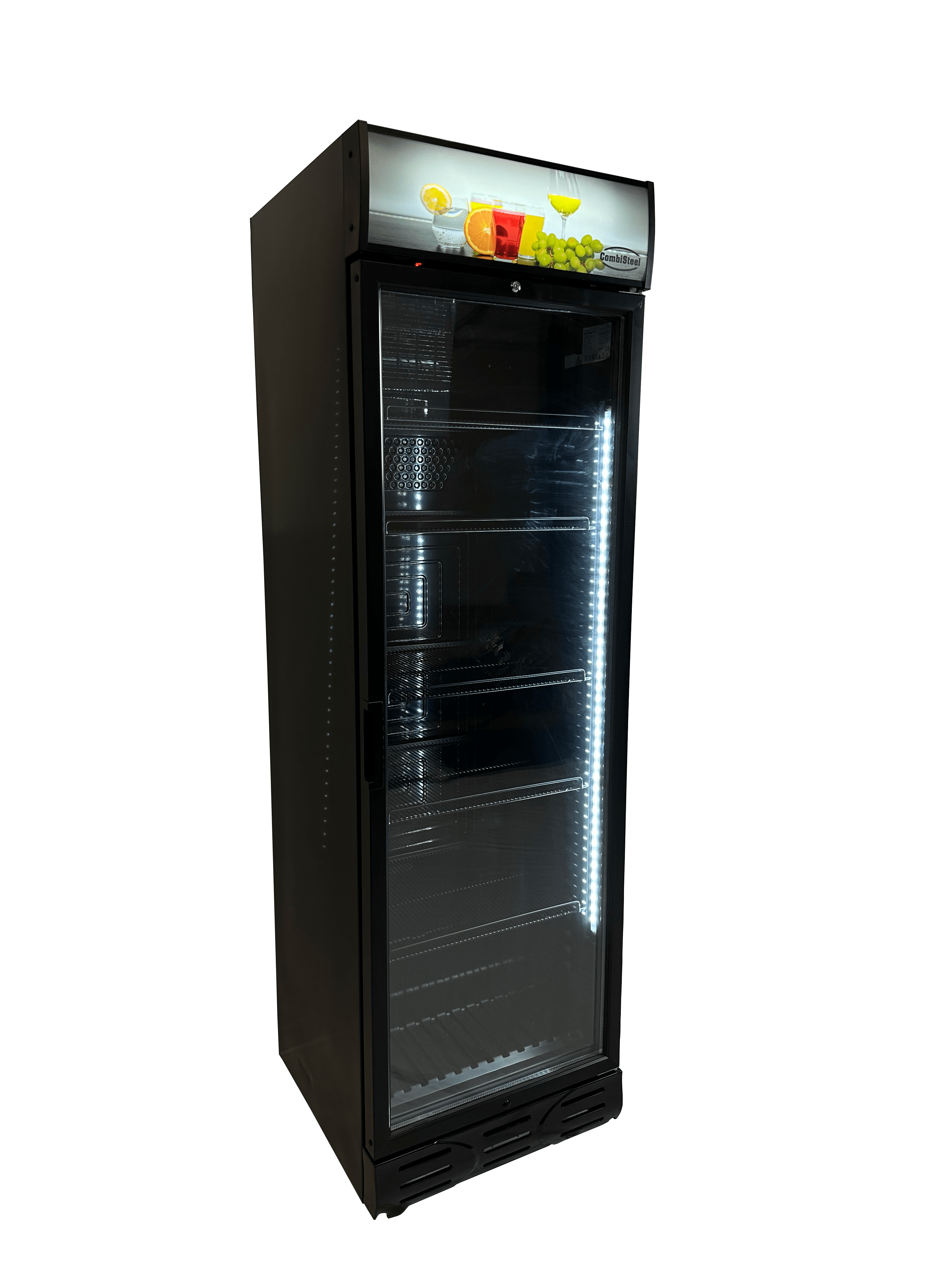 RÉFRIGÉRATEUR 1 PORTE EN VERRE NOIR SENS OUVERTURE PORTE GAUCHE COMBISTEEL 7464.0093