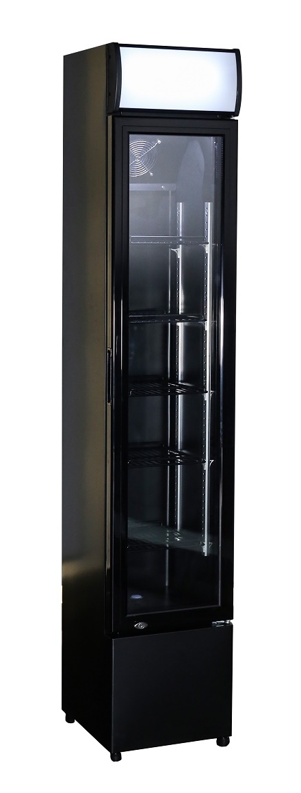 RÉFRIGÉRATEUR PORTE EN VERRE ÉTROIT NOIR COMBISTEEL 7455.1384