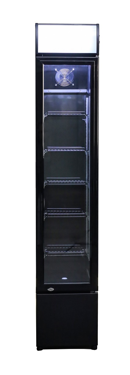 RÉFRIGÉRATEUR PORTE EN VERRE ÉTROIT NOIR COMBISTEEL 7455.1384