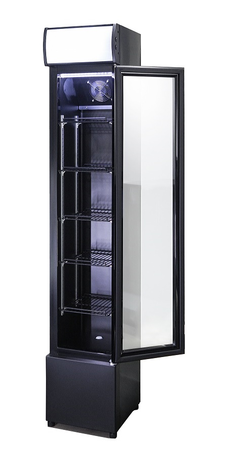 RÉFRIGÉRATEUR PORTE EN VERRE ÉTROIT NOIR COMBISTEEL 7455.1384