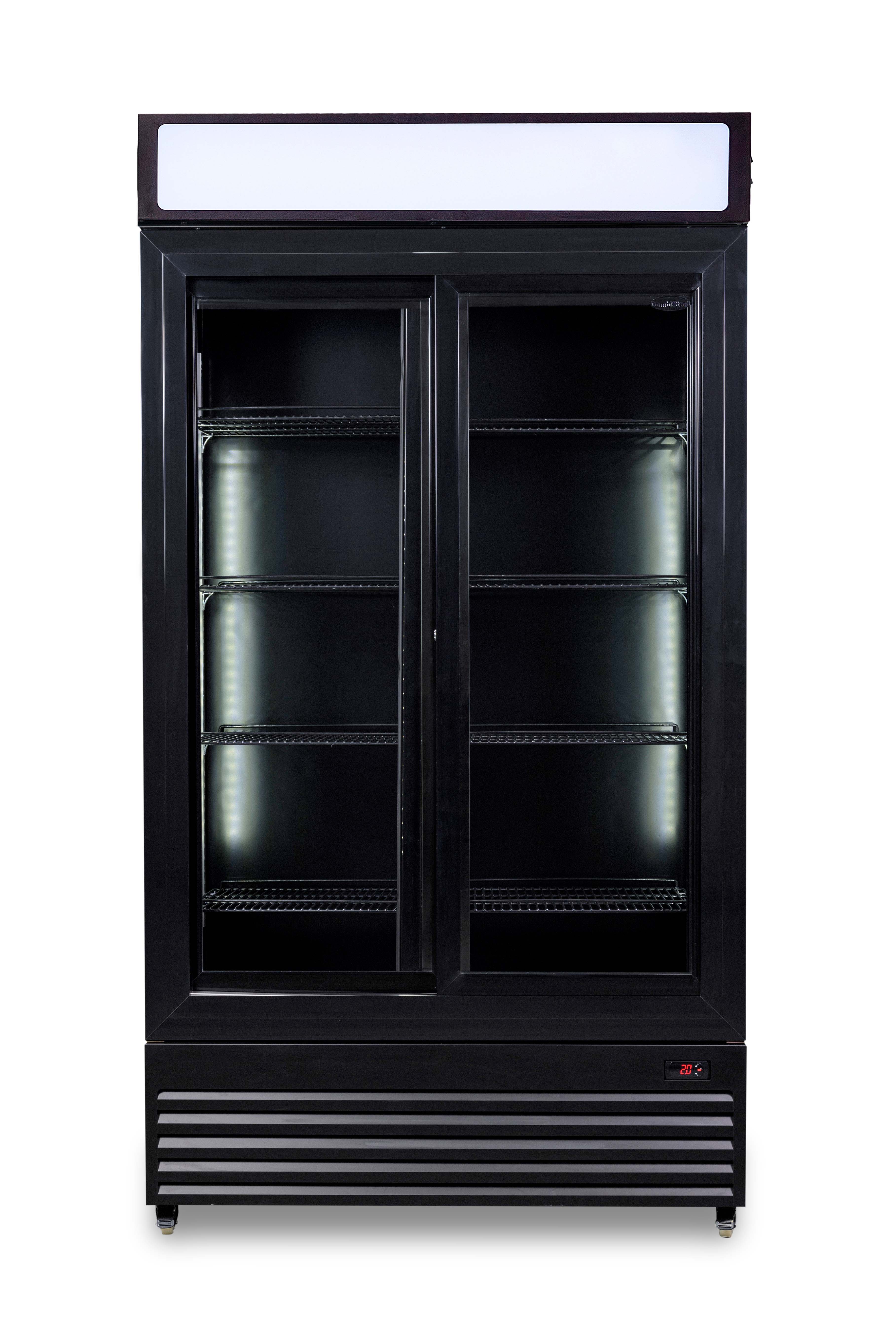 RÉFRIGÉRATEUR AVEC PORTES COULISSANTES EN VERRES BEZ-780 SL NOIR COMBISTEEL 7455.1398