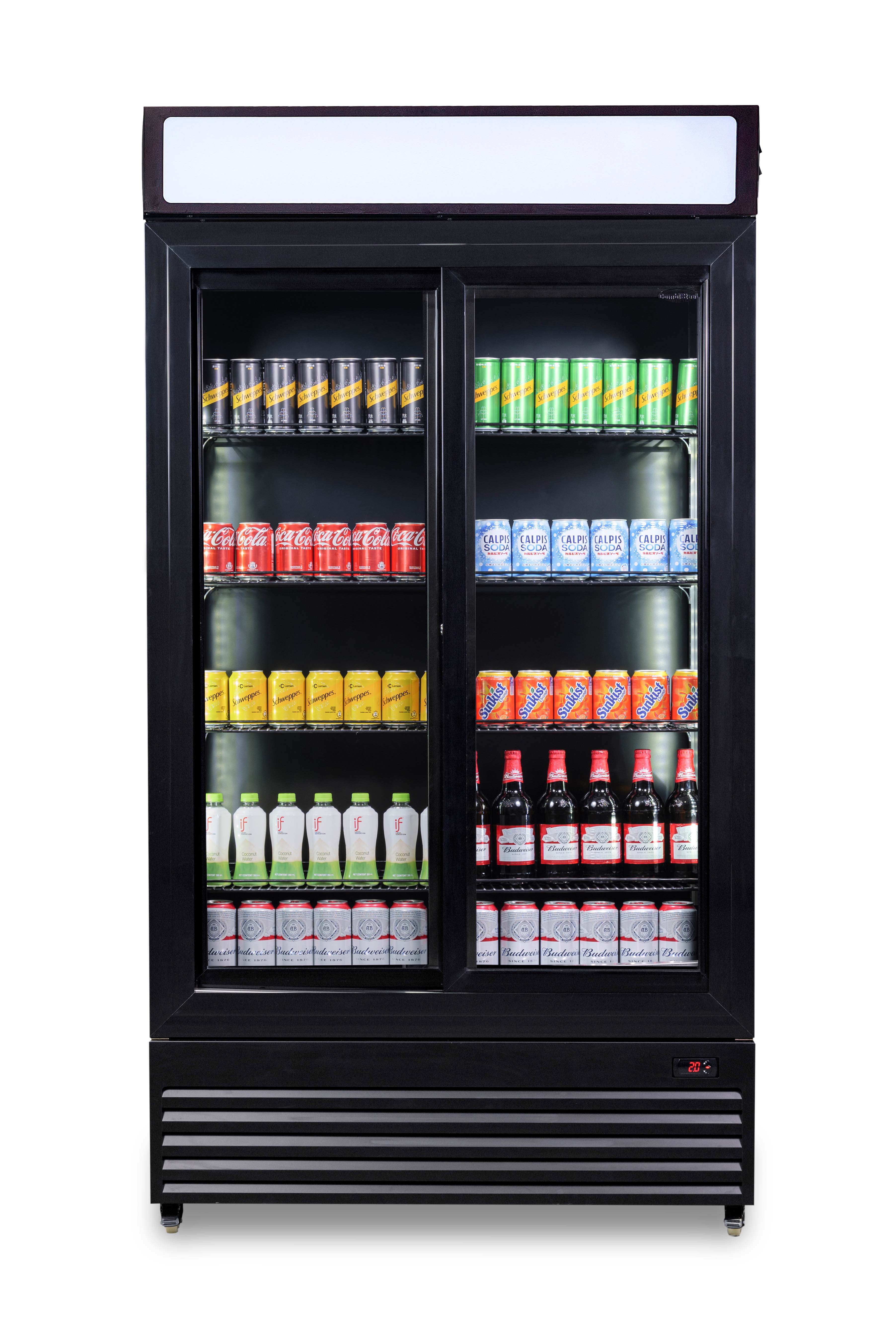 RÉFRIGÉRATEUR AVEC PORTES COULISSANTES EN VERRES BEZ-780 SL NOIR COMBISTEEL 7455.1398
