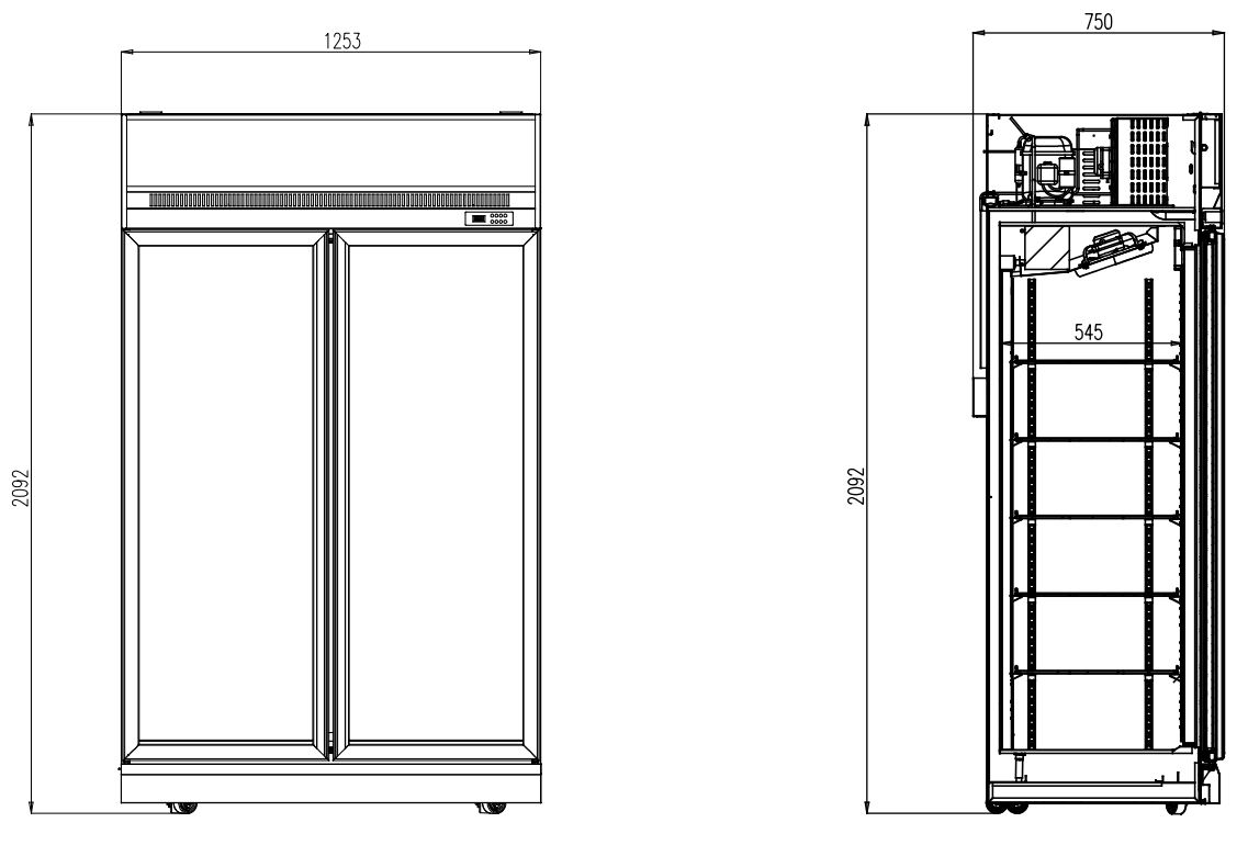 RÉFRIGÉRATEUR 2 PORTES EN VERRE NOIR INS-1000R BL COMBISTEEL 7455.2405