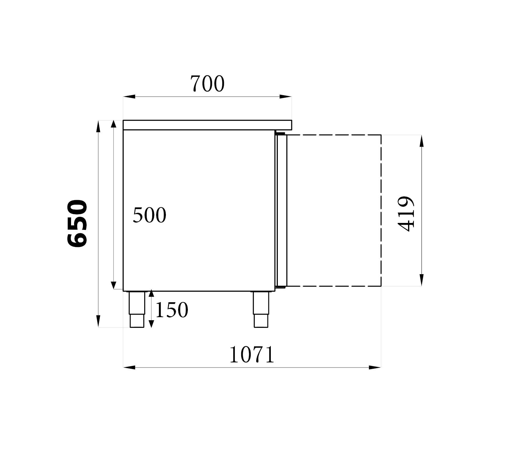 TABLE RÉFRIGÉRÉE 650 HAUTE 3 PORTES COMBISTEEL 7450.0760