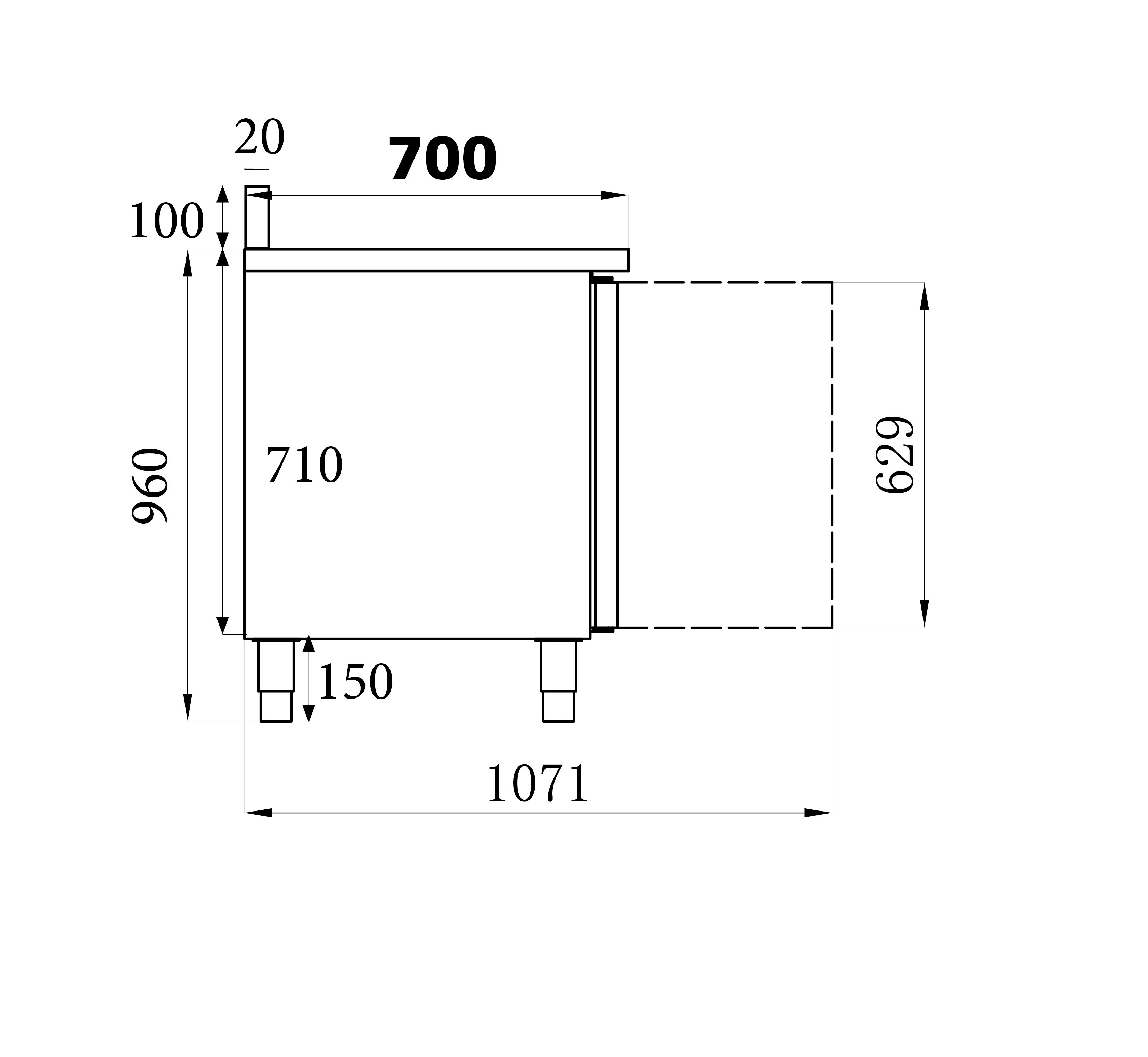 TABLE RÉFRIGÉRÉE BORD RELEVÉ 2 PORTES COMBISTEEL 7450.0780