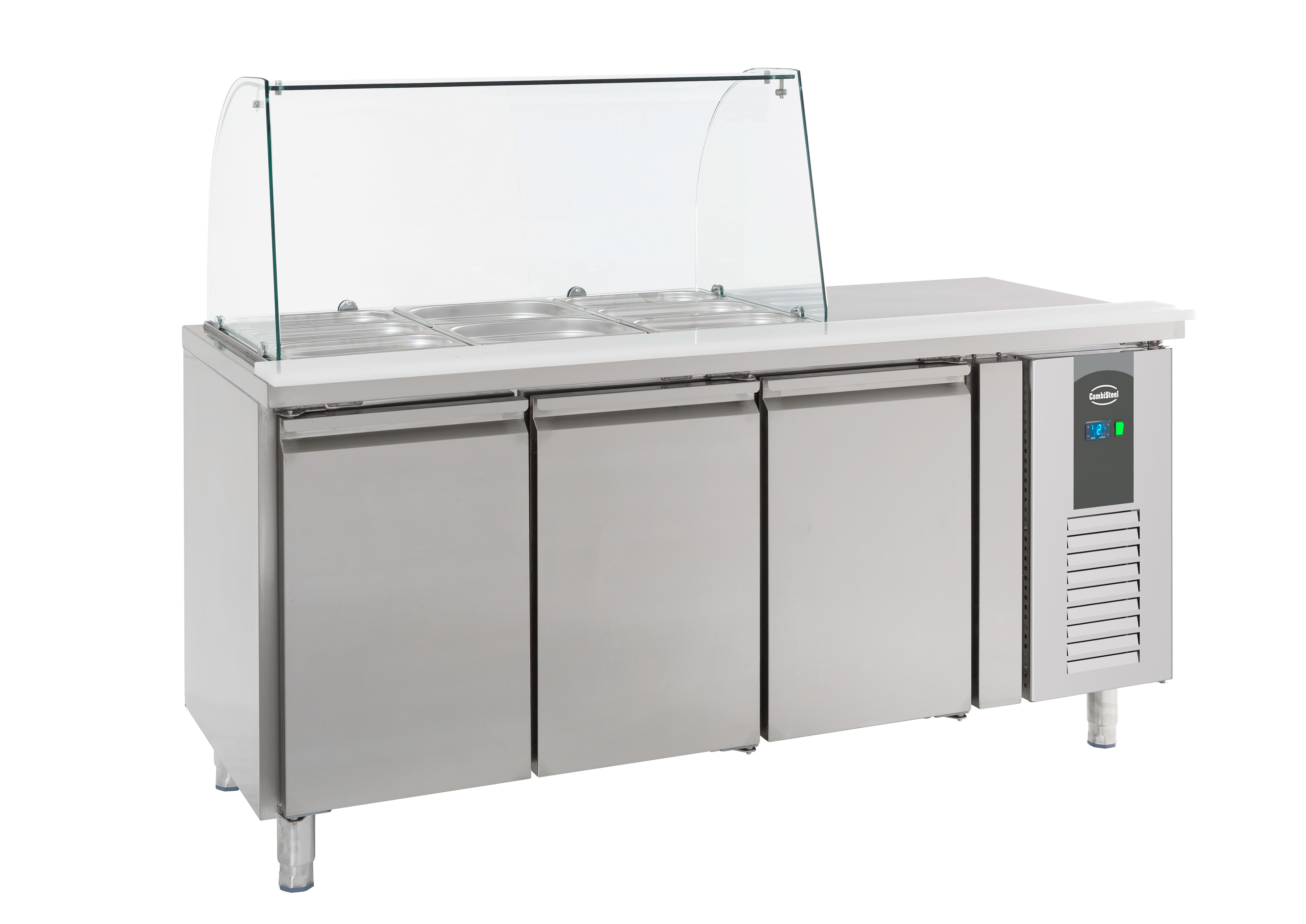 TABLE RÉFRIGÉRÉE AVEC VERRE 3 PORTES COMBISTEEL 7950.0415