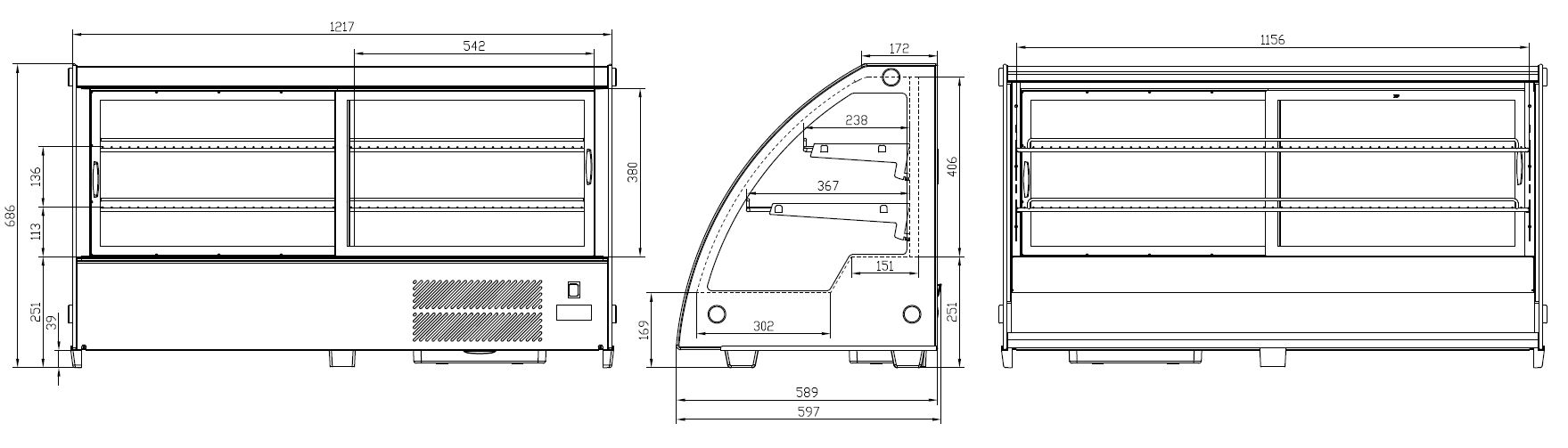 VITRINE RÉFRIGÉRÉE 201L COMBISTEEL 7487.0050