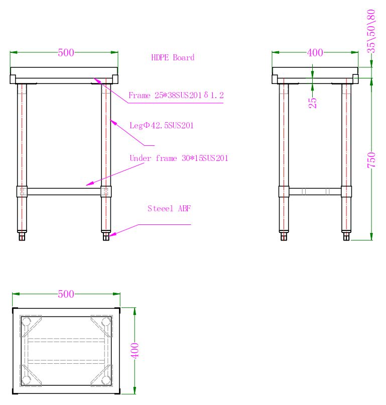 BILLOT BLOC DE DÉCOUPAGE EN POLYÉTHYLÈNE 50MM ÉPAISSEUR COMBISTEEL 7490.0300