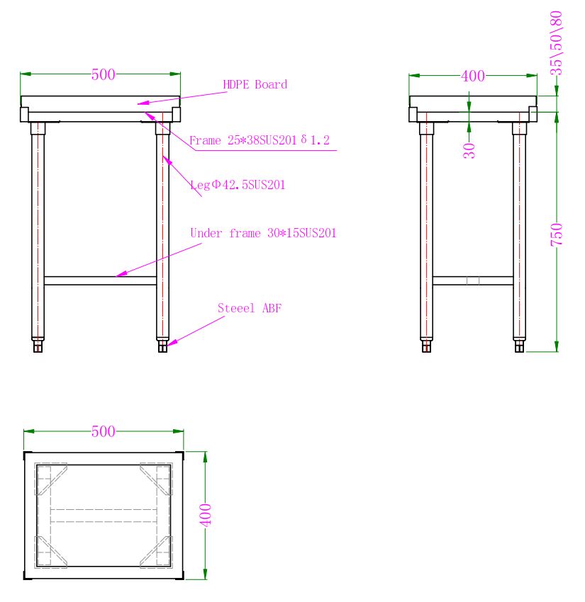 BILLOT BLOC DE DÉCOUPAGE EN POLYÉTHYLÈNE 80MM ÉPAISSEUR COMBISTEEL 7490.0305