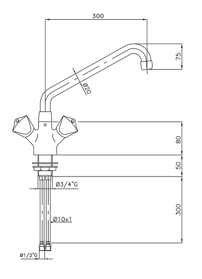 MÉLANGEUR POTENCE AVEC 1-TROU COMBISTEEL 7212.0010
