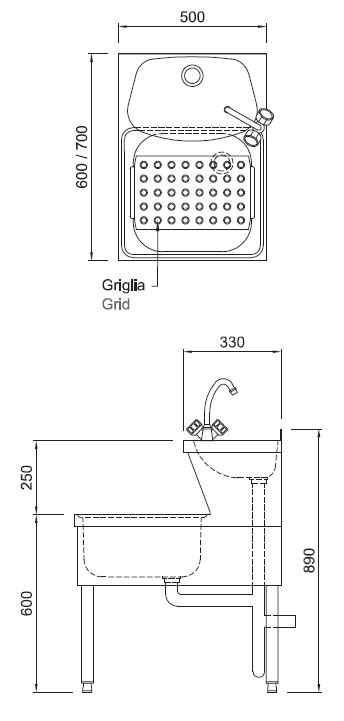 LAVABO MAINS COMBISTEEL 7013.0765