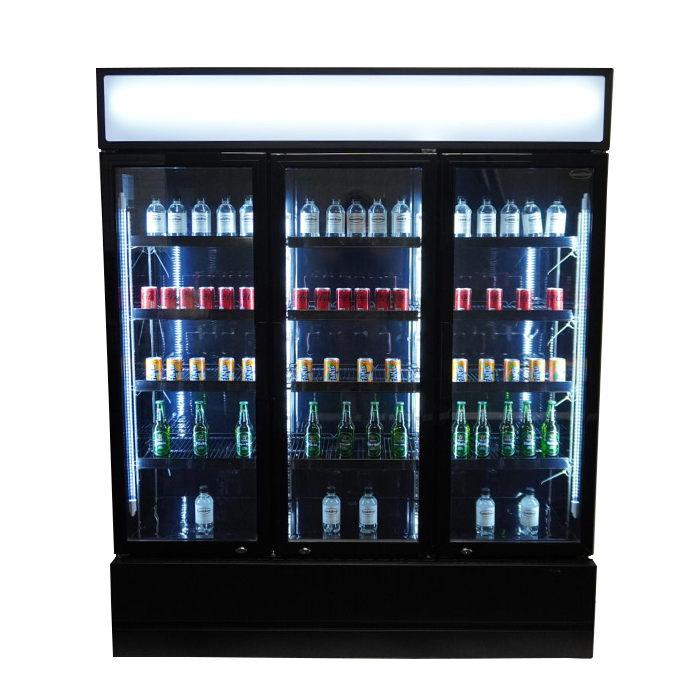 RÉFRIGÉRATEUR 3 PORTES EN VERRE NOIR FCU-1200 BL COMBISTEEL 7455.2115