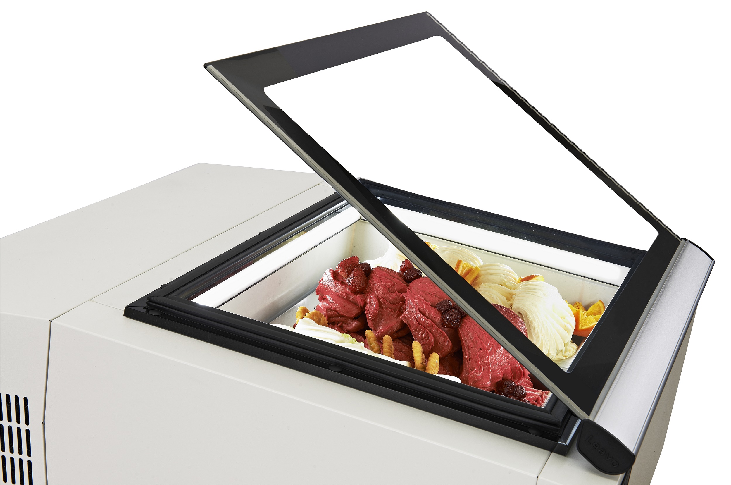 MODÈLE DE TABLE VITRINE À CREME GLACÉE BLANC  S'OUVRE DU CÔTÉ FONCTIONNEMENT COMBISTEEL 7292.0005