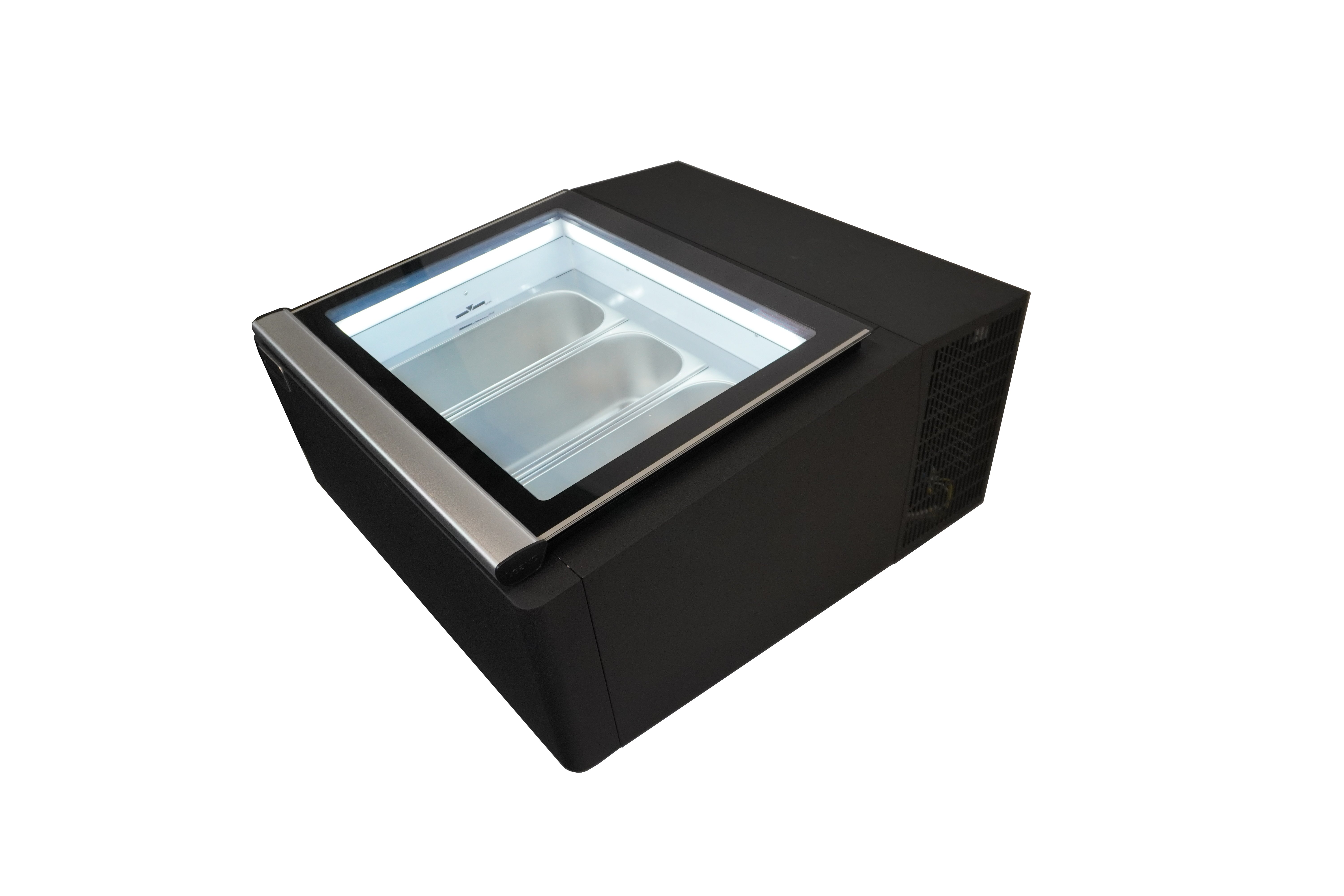 MODÈLE DE TABLE VITRINE À CREME GLACÉE NOIR  S'OUVRE DU CÔTÉ FONCTIONNEMENT COMBISTEEL 7292.0010