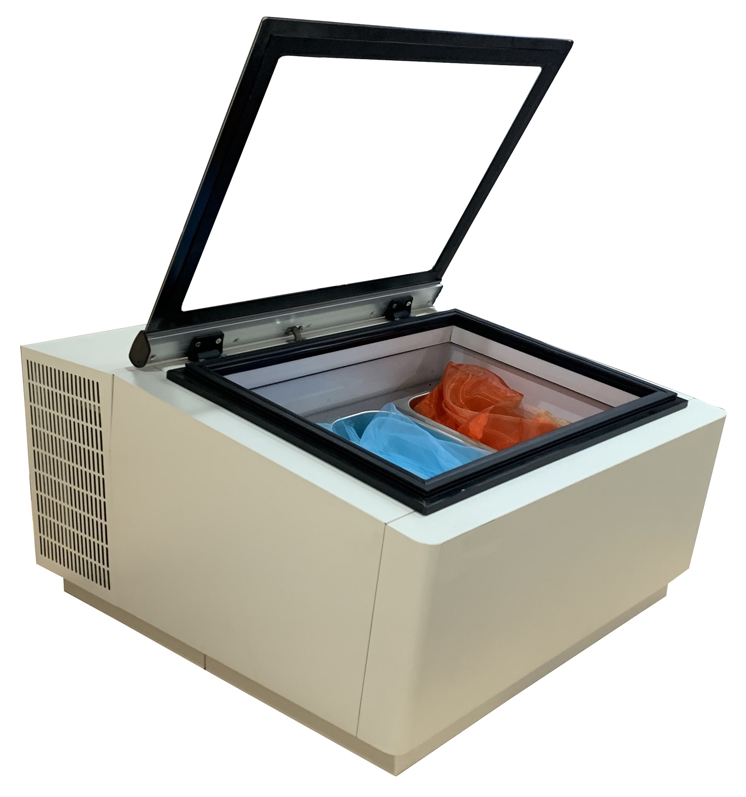 MODÈLE DE TABLE VITRINE À CREME GLACÉE BLANC  S'OUVRE DU CÔTÉ CLIENT COMBISTEEL 7292.0015