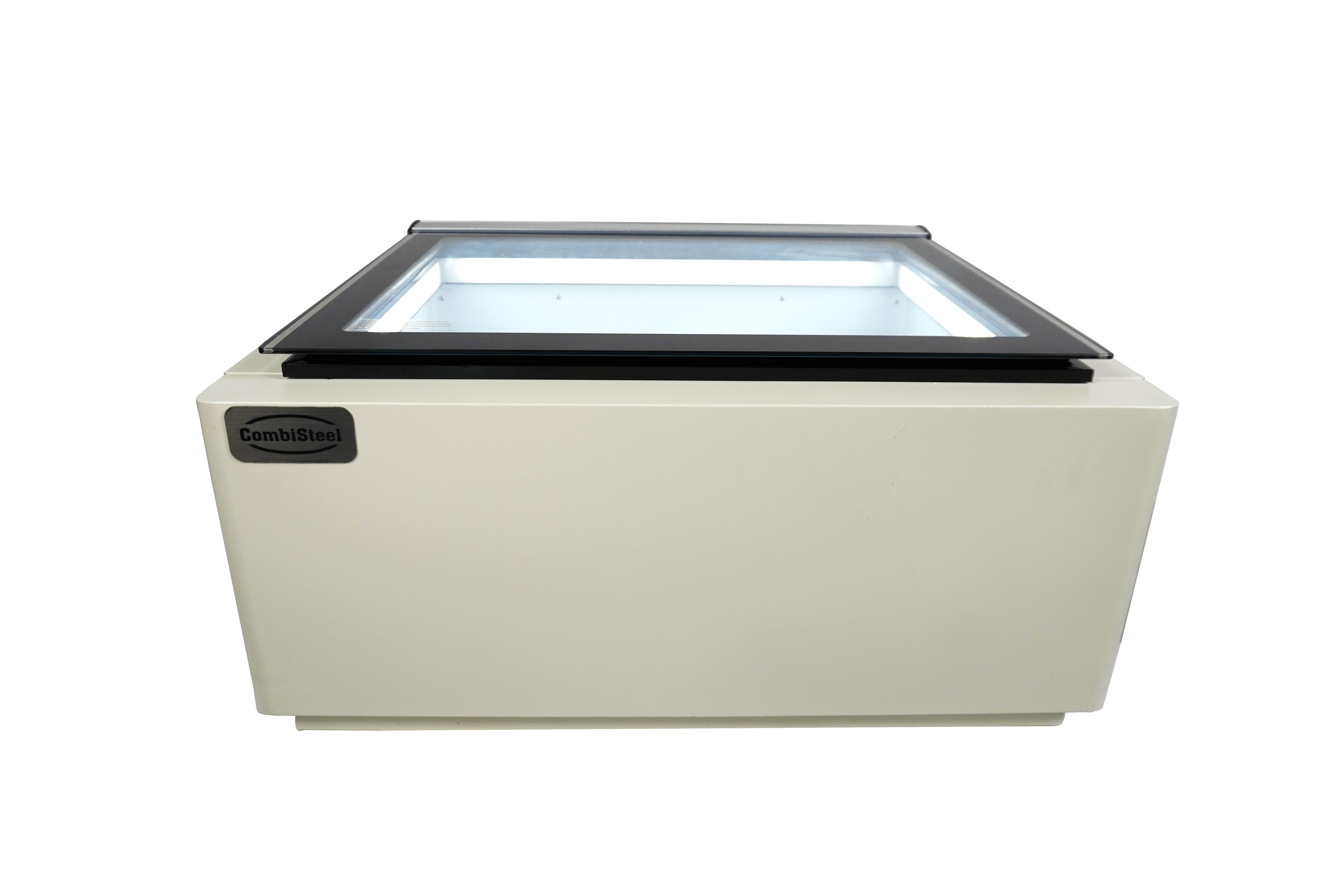 MODÈLE DE TABLE VITRINE À CREME GLACÉE BLANC  S'OUVRE DU CÔTÉ CLIENT COMBISTEEL 7292.0015