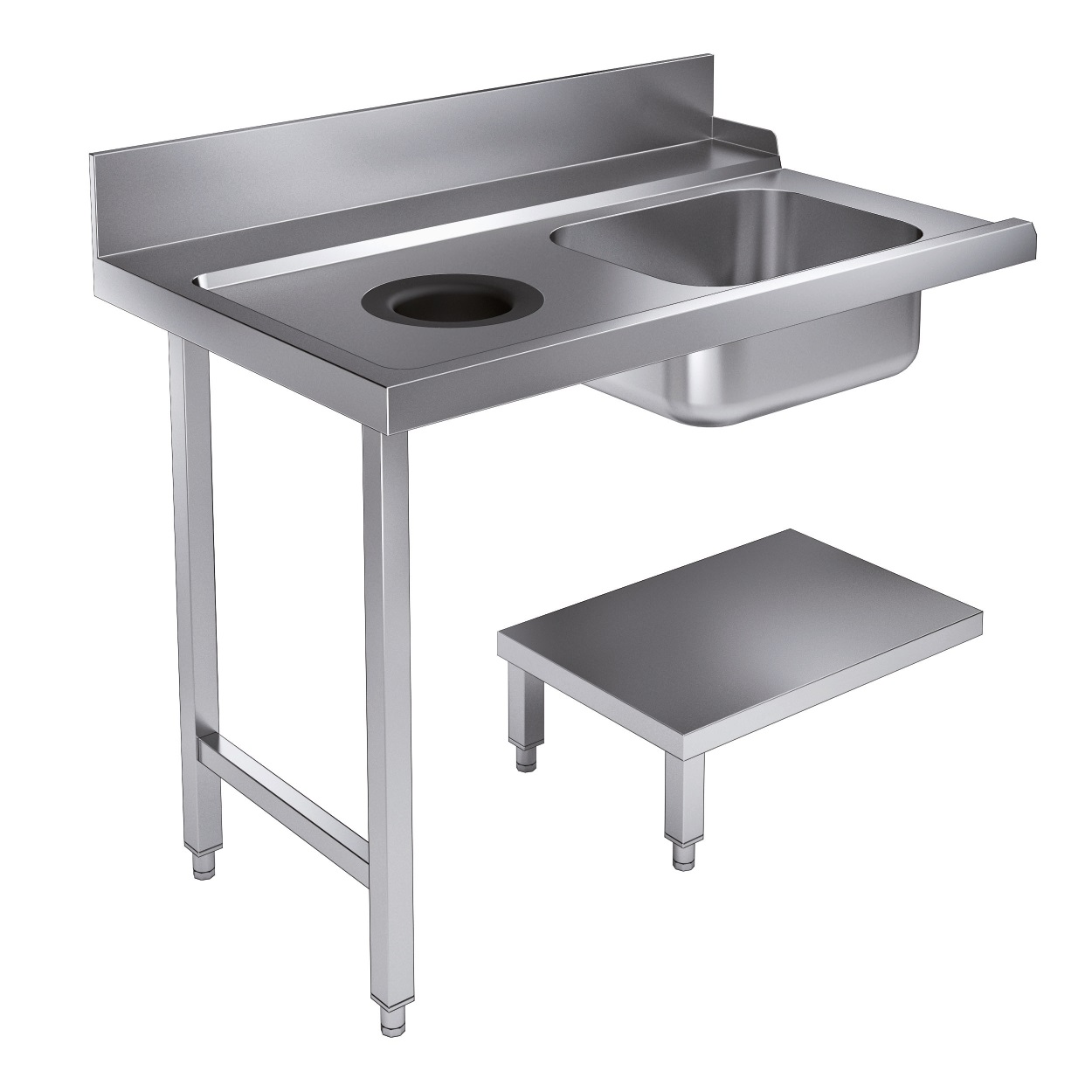 TABLE D'APPROVISIONEMENT ÉTAGÈRE AVEC TROU DÉCHETS 1200 À GAUCHE POUR 7280.0045-0046 COMBISTEEL 7106.0015
