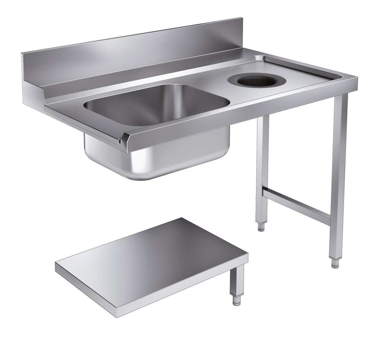 TABLE D'APPROVISIONEMENT ÉTAGÈRE AVEC TROU DÉCHETS 1200 À DROITE POUR 7280.0045-0046 COMBISTEEL 7106.0020
