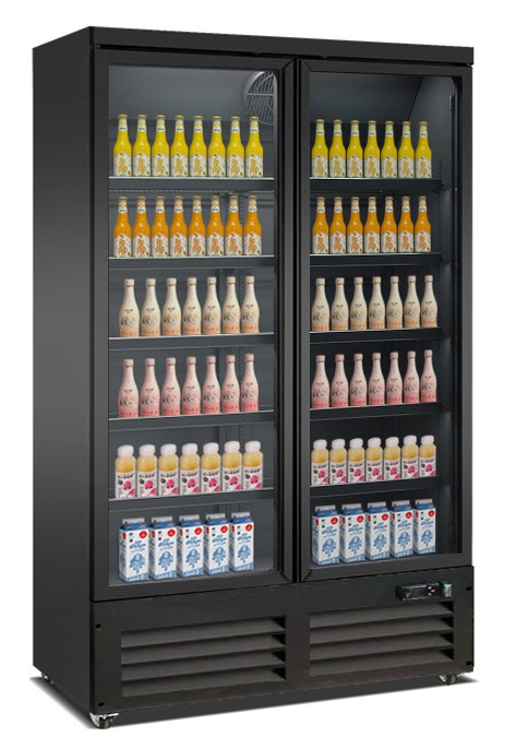 RÉFRIGÉRATEUR 2 PORTES EN VERRE NOIR CEB-1200R BL COMBISTEEL 7526.0105