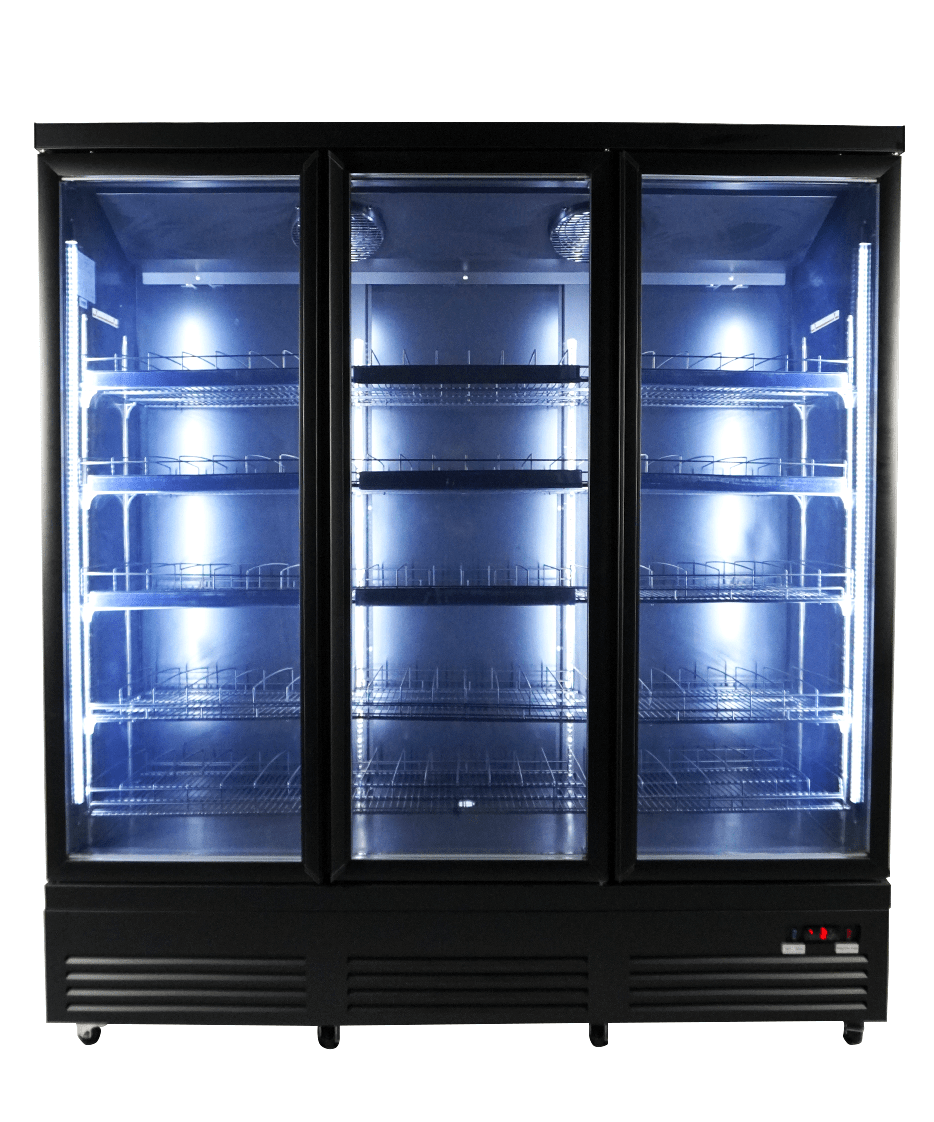 RÉFRIGÉRATEUR 3 PORTES EN VERRE NOIR CEB-1600R BL COMBISTEEL 7526.0110