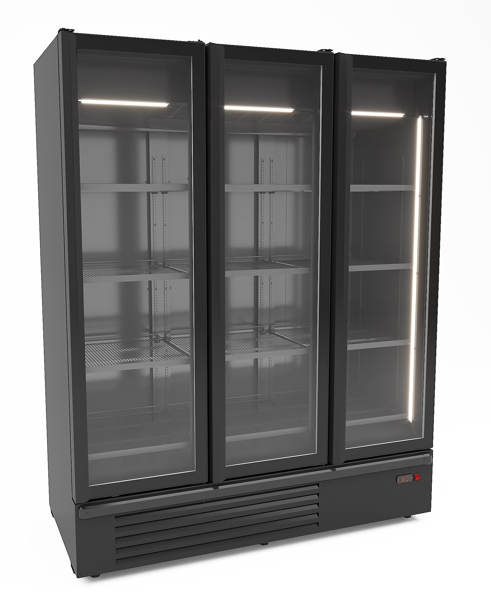 RÉFRIGÉRATEUR 3 PORTES EN VERRE NOIR 1555L COMBISTEEL 7072.1120