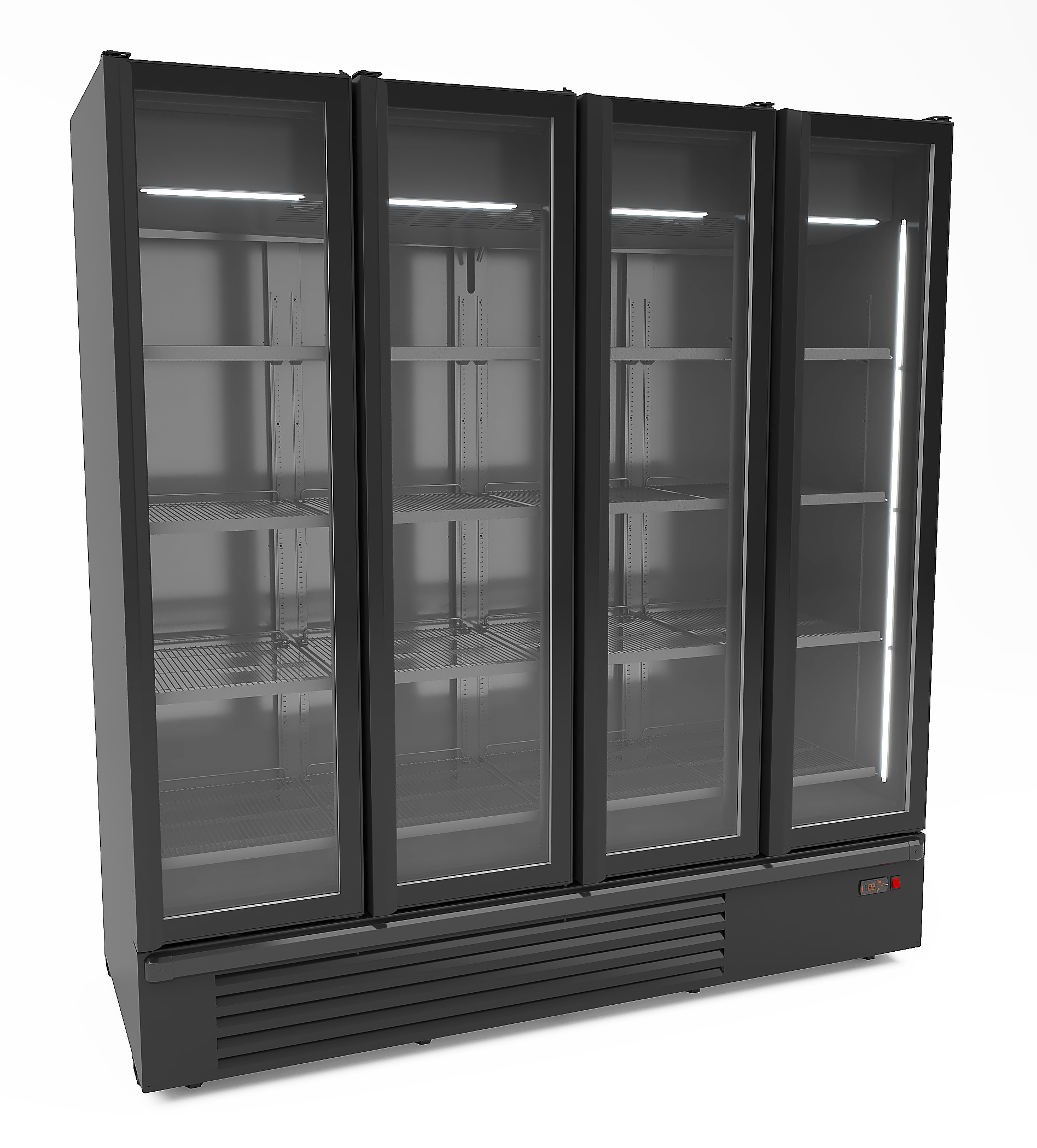 RÉFRIGÉRATEUR 4 PORTES EN VERRE NOIR 1850L COMBISTEEL 7072.1130