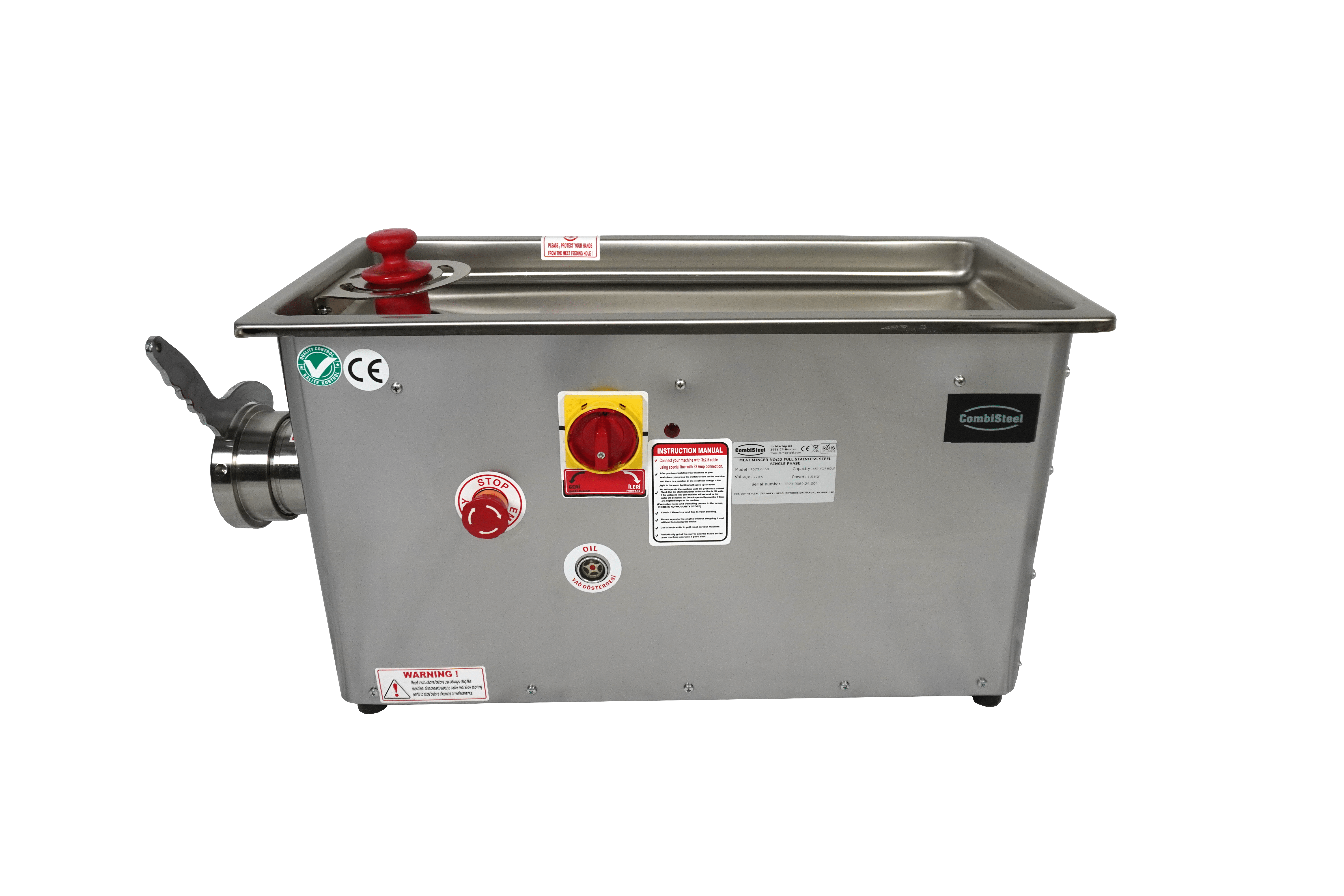 HACHOIR 22 - 450KG/H 400V - AVEC TÊTE FIXE COMBISTEEL 7073.0065
