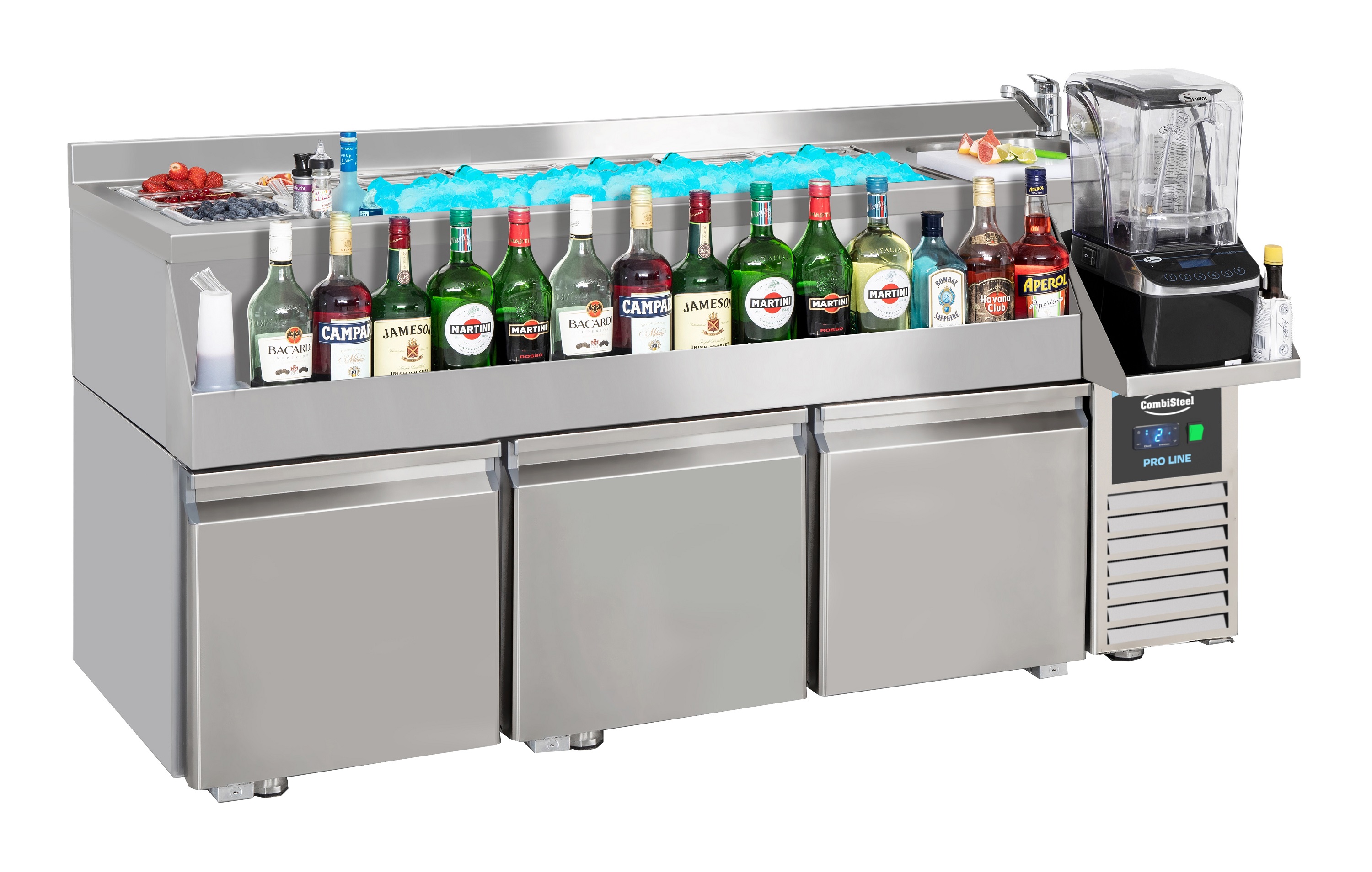TABLE RÉFRIGÉRÉE 3 PORTES AVEC BAR À COCKTAILS COMBISTEEL 7489.6005