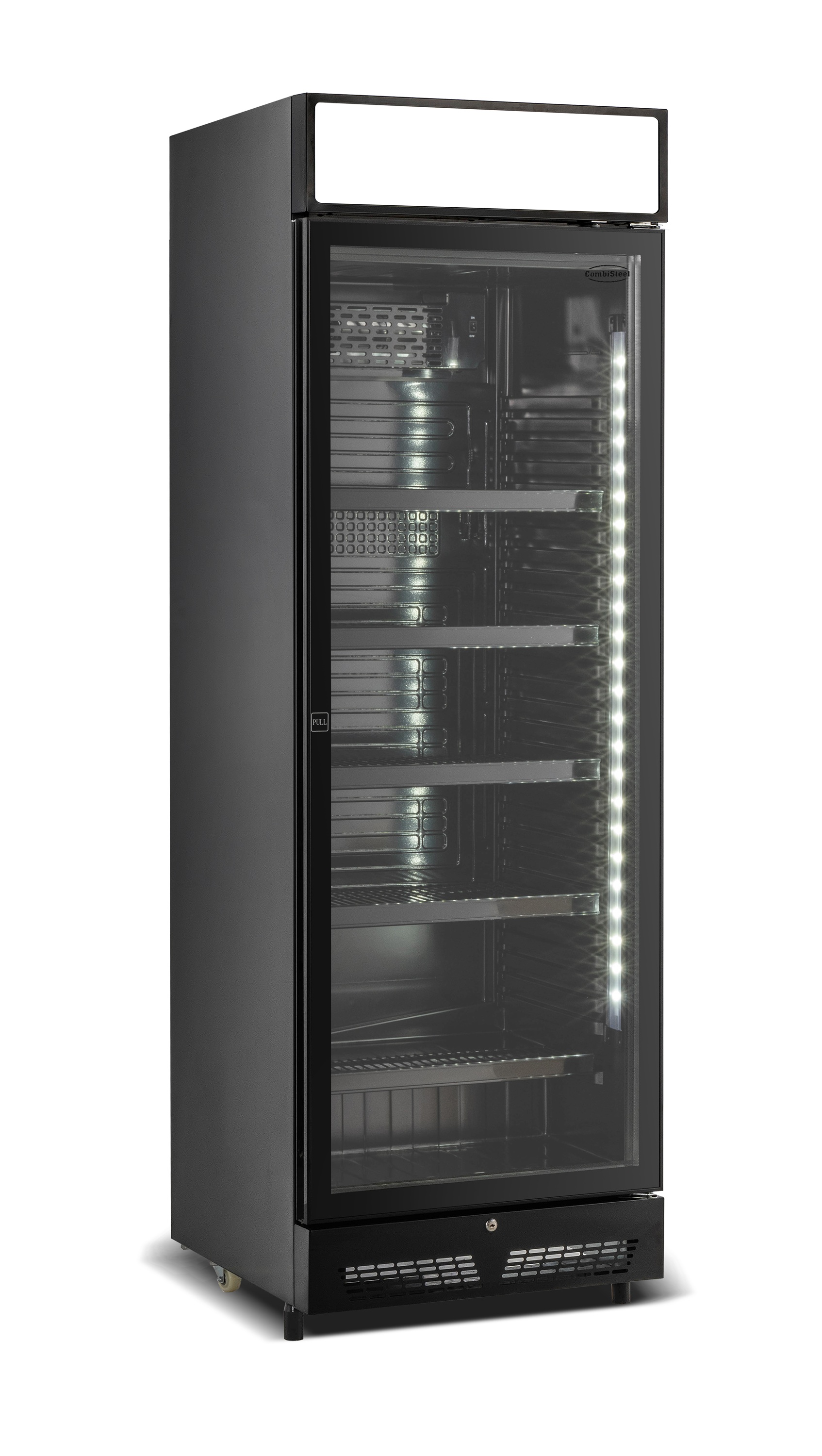 RÉFRIGÉRATEUR 1 PORTE EN VERRE NOIR AVEC CANOPY SVE-450 BLC COMBISTEEL 7086.0010
