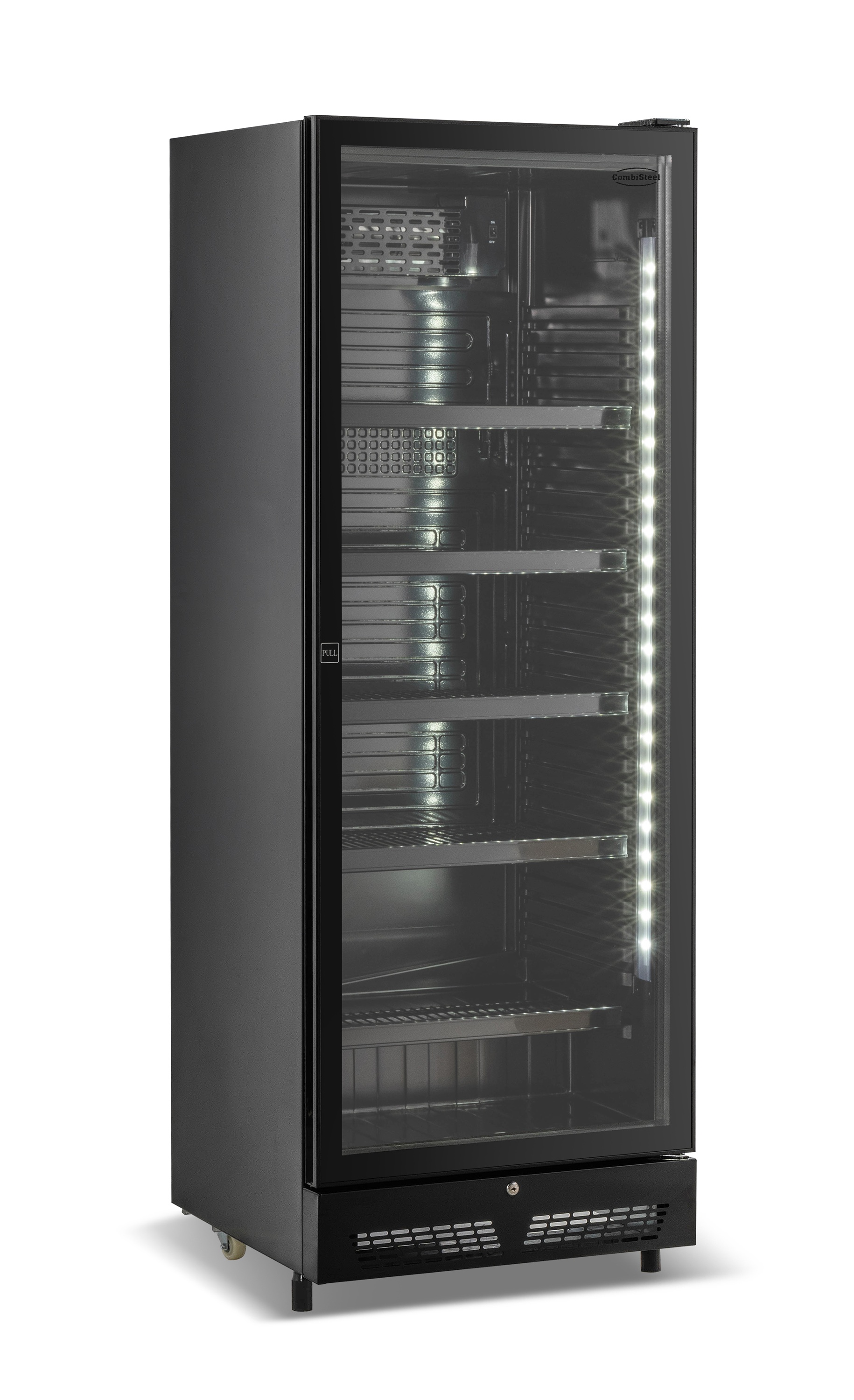 RÉFRIGÉRATEUR 1 PORTE EN VERRE NOIR SVE-450 BL COMBISTEEL 7086.0005