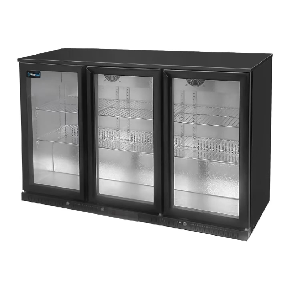 Réfrigérateur à boissons | Barcooler noir 3 portes - 1350 x 525 x H 900 mm