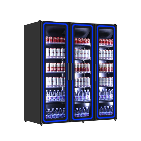 Réfrigérateurs à boissons | Réfrigérateur 3 portes vitrées – 1190 L – Éclairage LED bleu