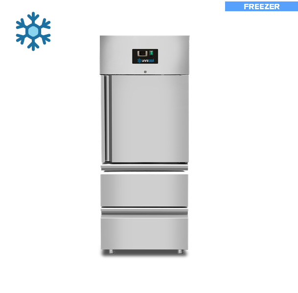 Réfrigérateurs - 1 porte | Congélateur – 1 porte – GN 2/1 – 650 litres – 1 demi-porte et 2 tiroirs
