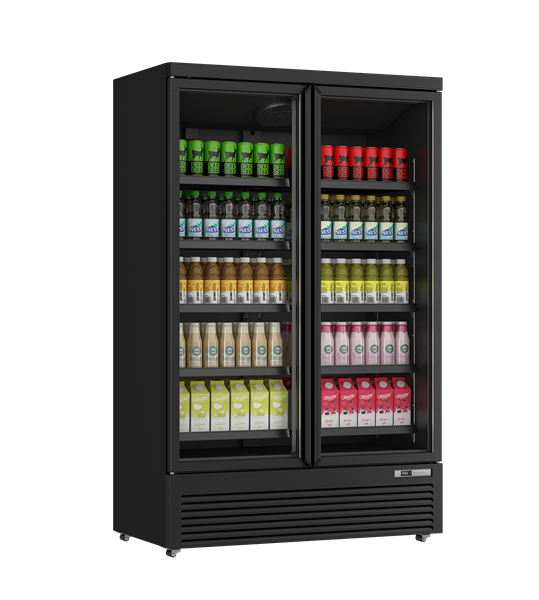 Réfrigérateur à boissons | Réfrigérateur | 1081 L | Noir | 0 °C à +10 °C | Refroidissement par ventilateur | Roulettes freinées