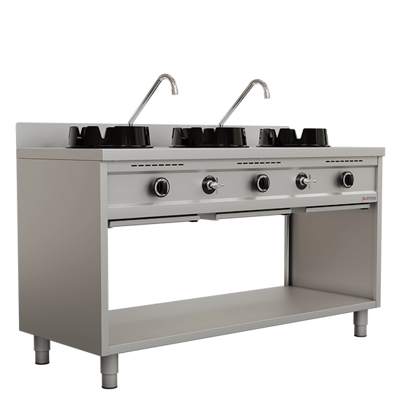 Cuisinières à wok | Cuisinière à wok | Cuisinière à wok à gaz - 3 x 15 kW - 3 zones de cuisson