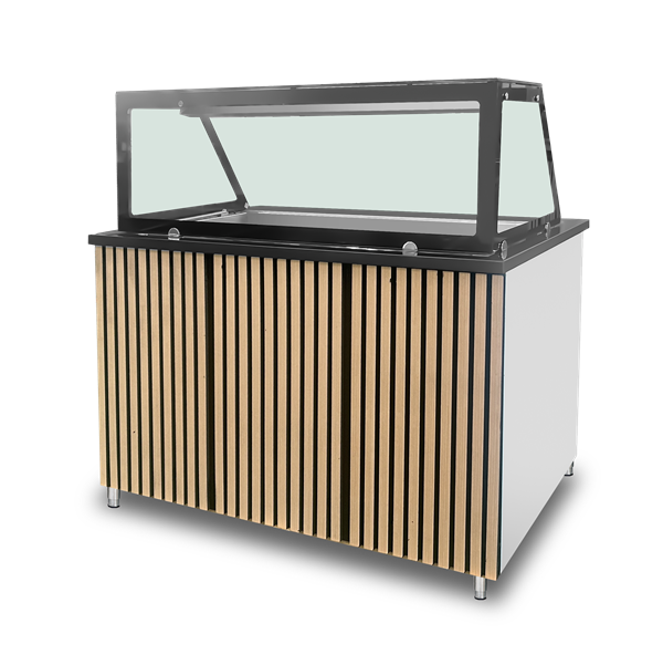 Plan de travail Saladette | Comptoir Bain-Marie – 3 x GN 1/1 – 123 × 82 × 85,5 cm