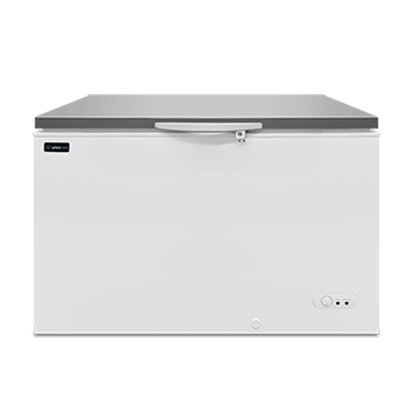 Congélateur | Congélateur coffre | 395 L | Blanc/Inox | -18 °C à -25 °C | Refroidissement statique