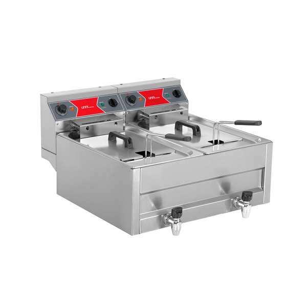 Friteuses électriques | Friteuse | électrique | 2 x 10 L | 50 °C/200 °C | 2 x 9 kW (400 V)