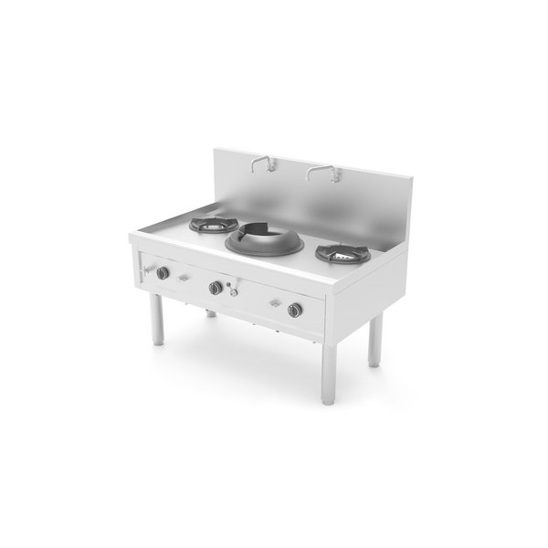 Cuisinières à wok | Cuisinière à wok | Gaz | 1 brûleur wok + 2 brûleurs à soupe | 45,9 kW | 1390 x 850 x 1100 mm