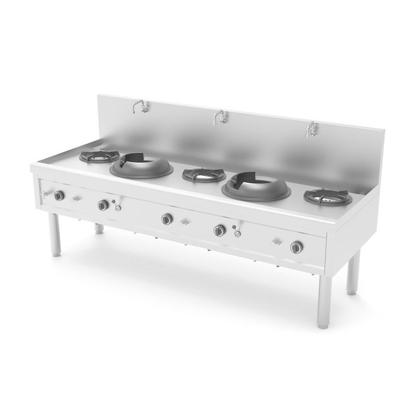 Cuisinières à wok | Cuisinière à wok | Gaz | 2 brûleurs wok + 3 brûleurs à soupe | 82,6 kW | 2310 x 850 x 1100 mm