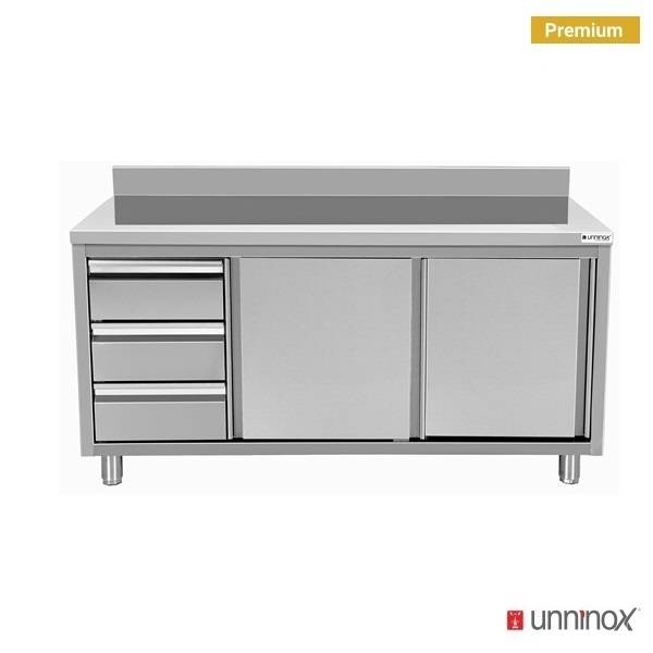Meuble de rangement avec crédence et 3 tiroirs Left-600 | 1800 x 600 x H 850 mm