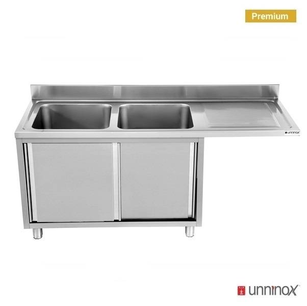 2 bacs | Meuble sous-évier lave-vaisselle 180 x 70 x H 85 cm, 2 bacs à gauche