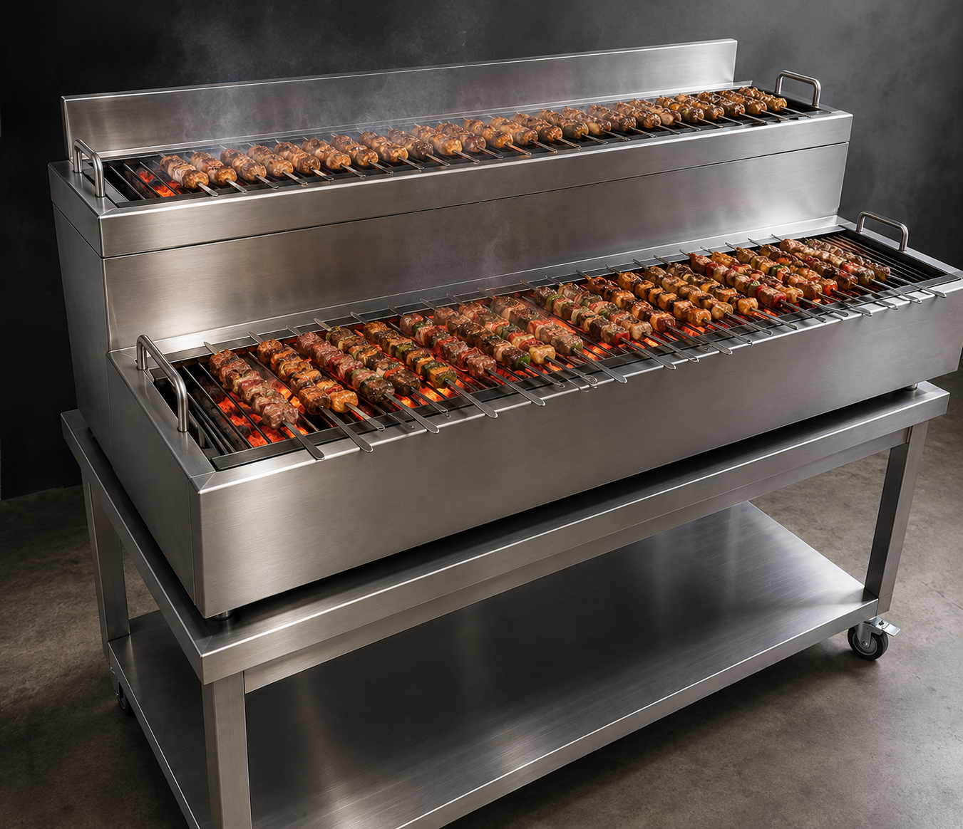 Barbecue professionnel spécial brochettes – 2 niveaux de cuisson BBKB-180