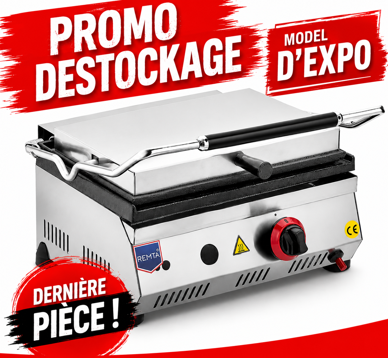 Grill Panini à gaz REMTA, certifié CE R121 A