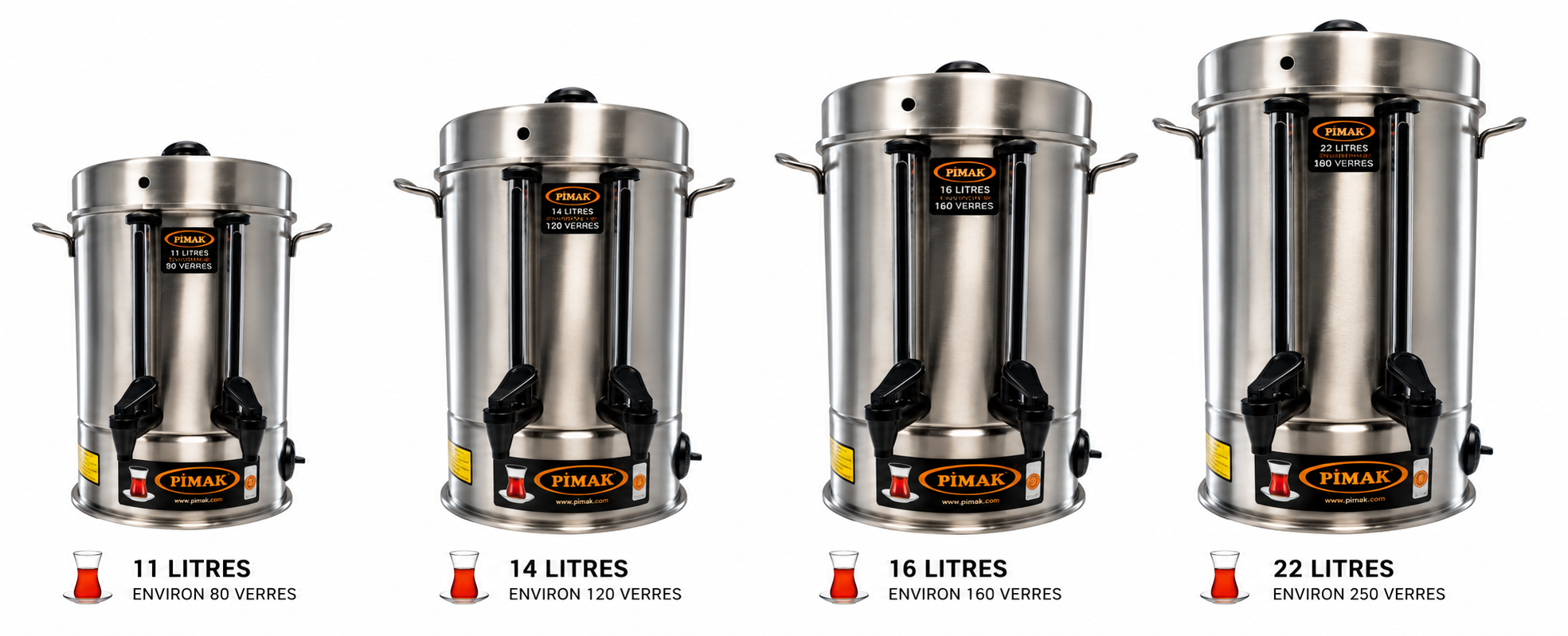 Théière professionnelle turque 16 litres – Environ 160 verres