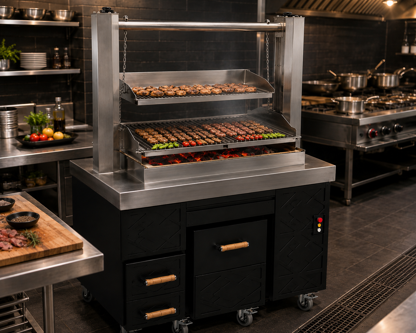 Grill professionnel au charbon à Élévation électrique – PIMAK P-KM85HM12E