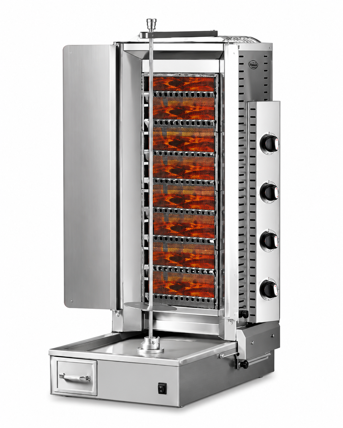 Machine à Doner kebab pierre de lave 4 foyers manuel- GAZ  - PIMAK -   M077-L4